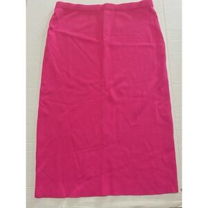 Eva Mendes Women's Size M Hot Pink Elastic Waist Stretch MIDI Skirt W/ Back Slit